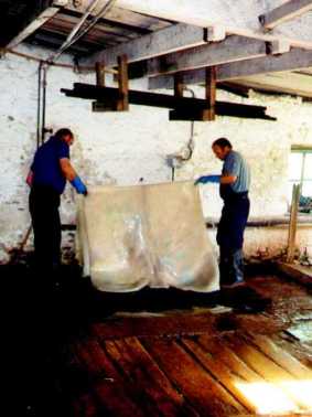 Washing the de-haired hides